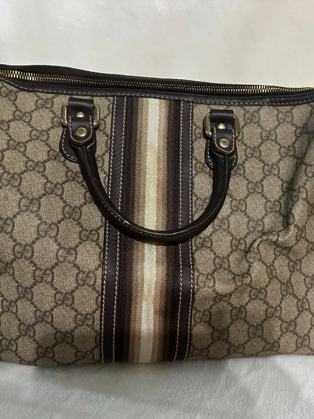 Gucci GG Supreme Joy Boston Bag – Web Stripe Satchel